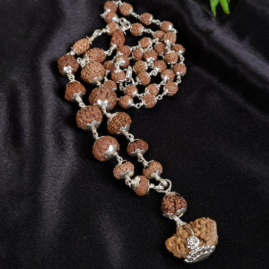 1 - 14 mukhi Siddha Rudraksha mala in silver