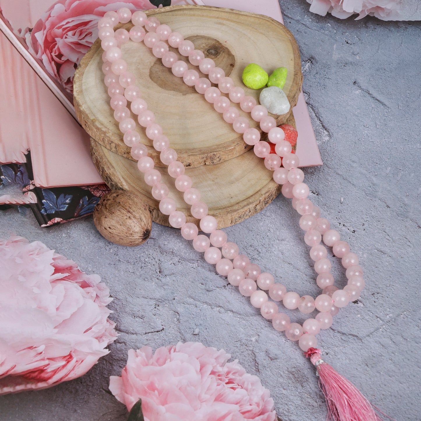 Natural Rose Quartz Stone Mala