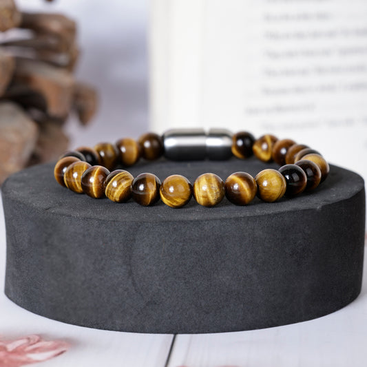Tiger eye stone bracelet with magnetic lock(8mm)