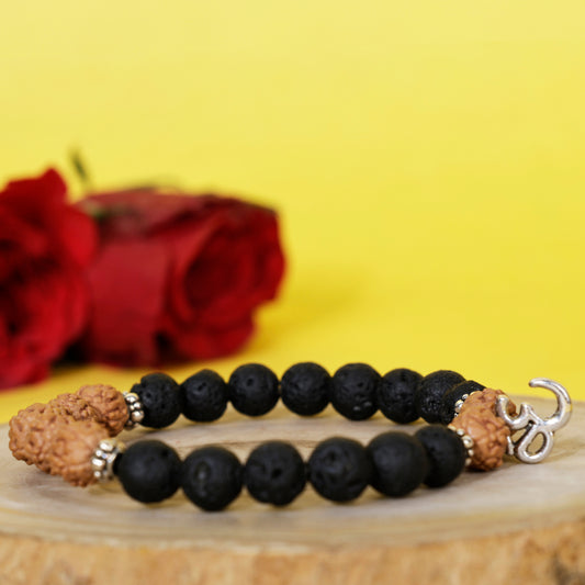 Rudraksha Lava Stone Bracelet (8mm)