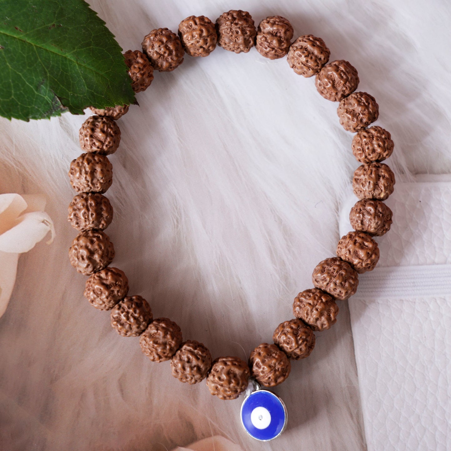 Rudraksha Bracelet with Evil Eye bead(8mm)