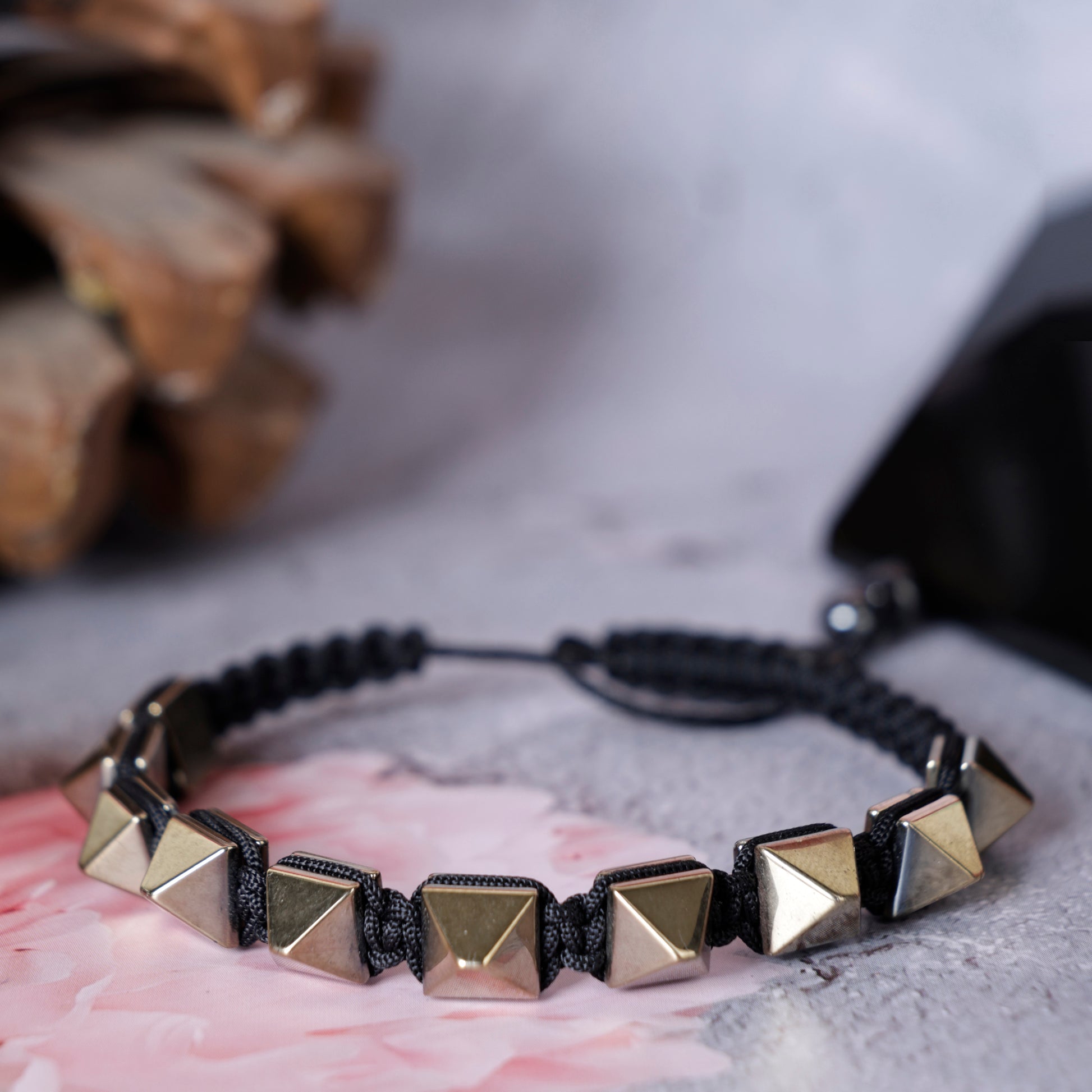 Golden Hematite Pyramid Bracelet
