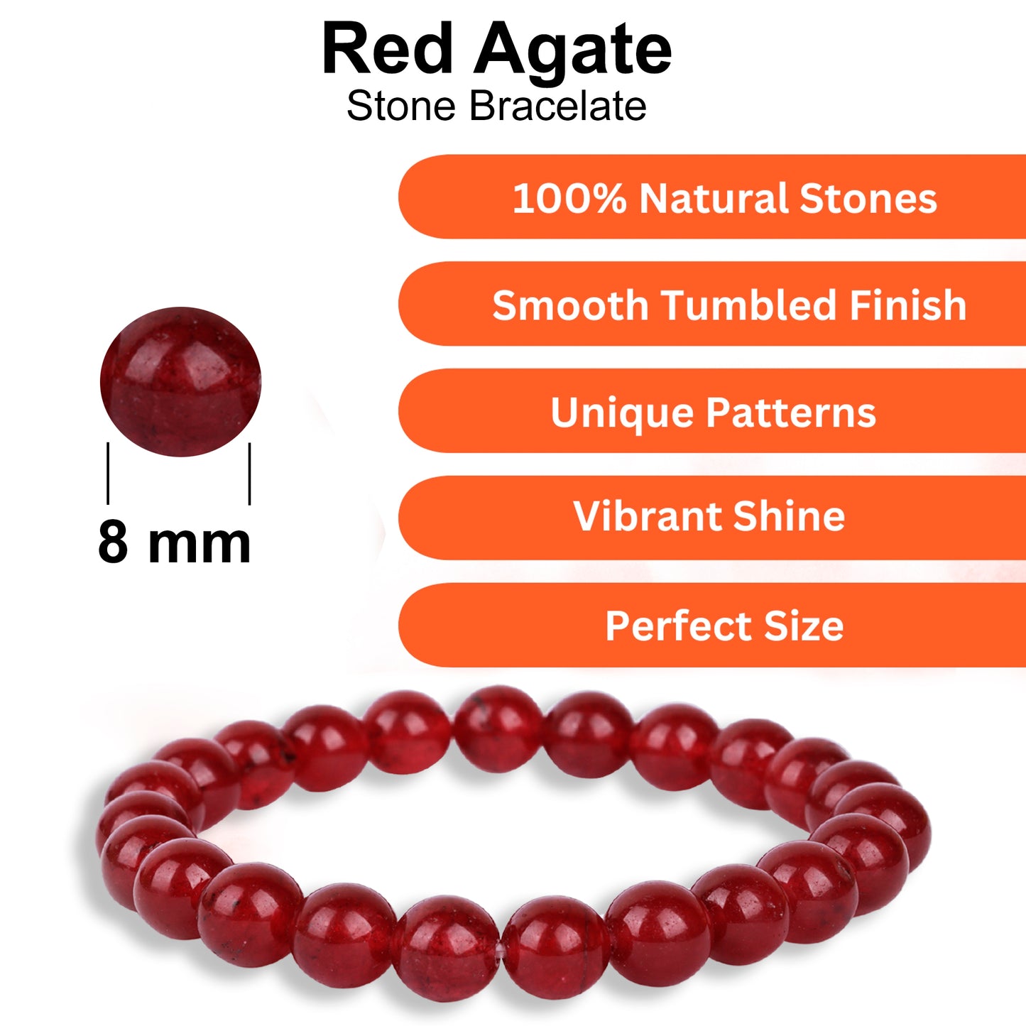 Red Agate Stone bracelet(8mm)