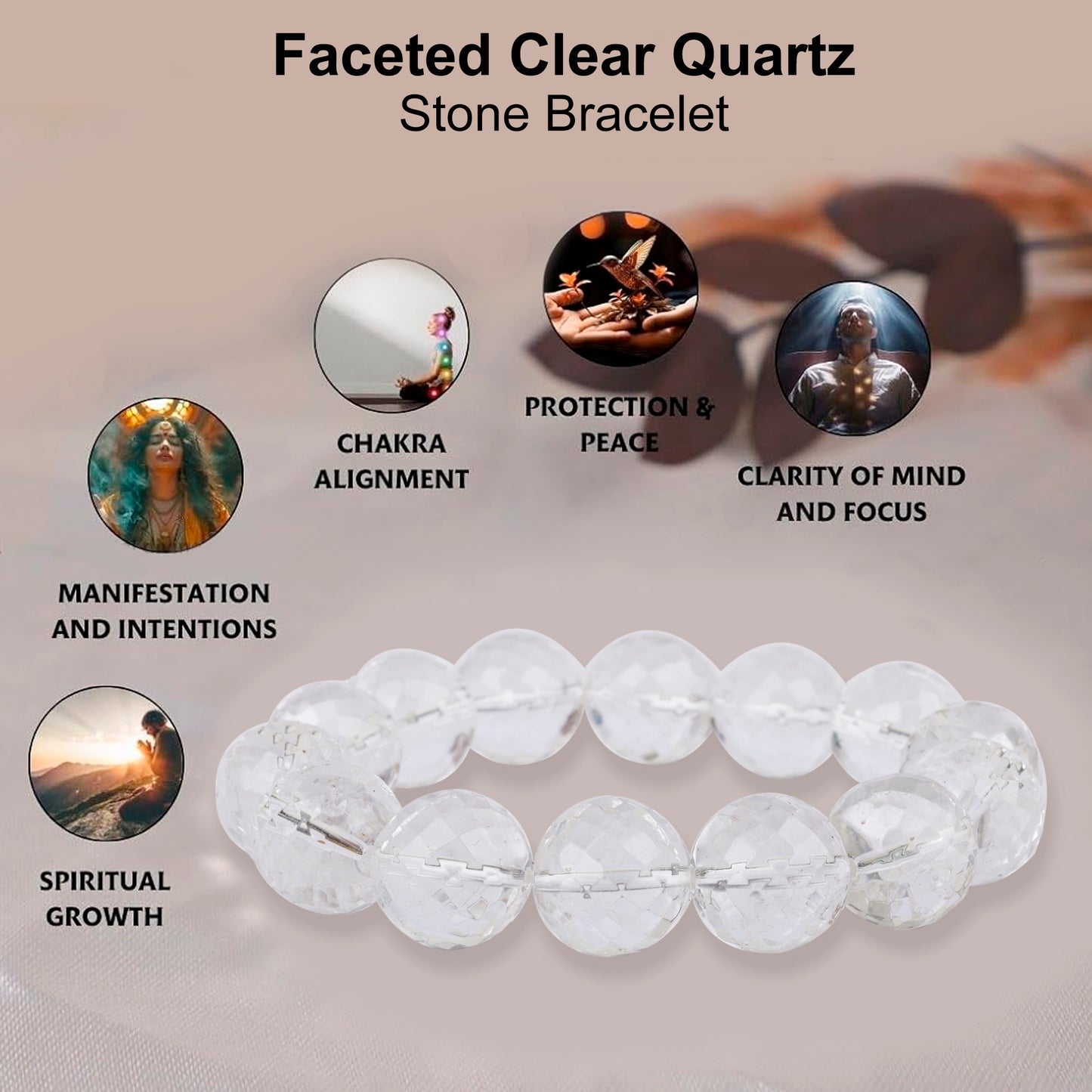 Clear Quartz Diamond Cut Bracelet