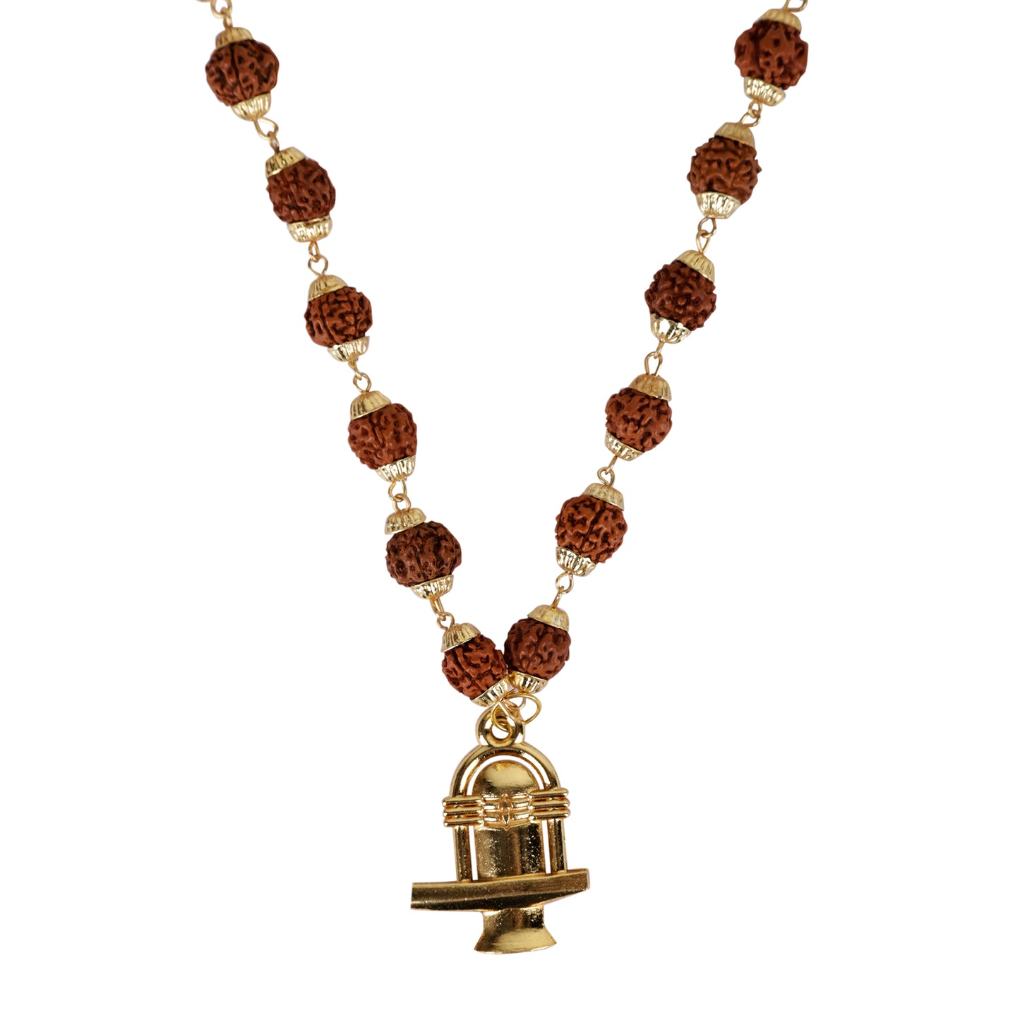 Modern Gold Plated Rudraksha mala with Shiv Ling Pendant