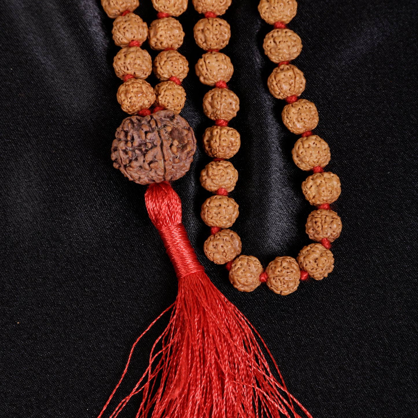 Premium Rudraksha Mala Semi Pathri Beads with Guru Bead