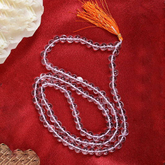 Natural Rudraksha & Sphatik (Clear Quartz) Mala