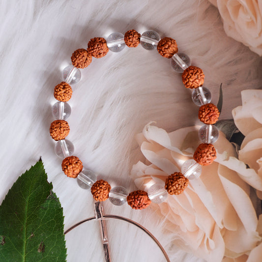 Rudraksha & Sphatik Bracelet(8mm)
