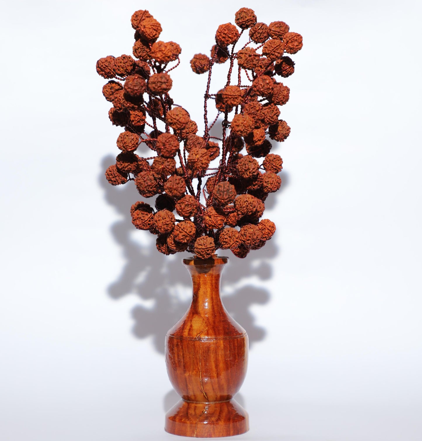 Panch mukhi Rudraksha bouquet with wooden vase