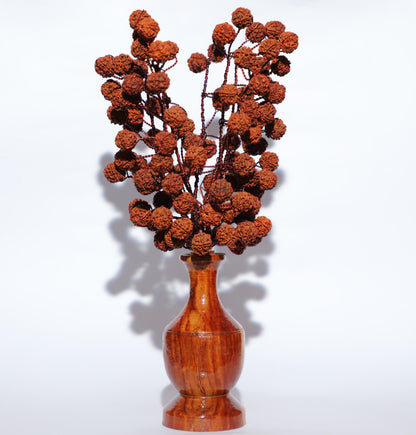 Panch mukhi Rudraksha bouquet with wooden vase